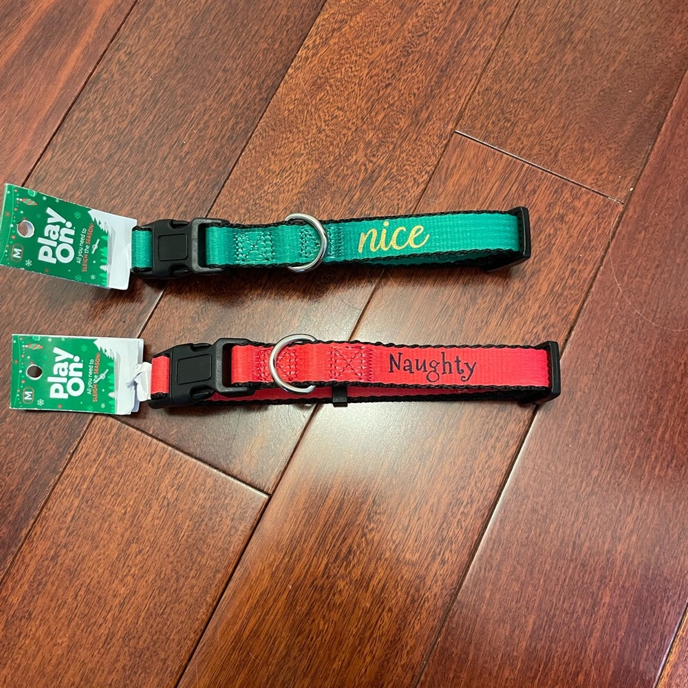 Naughty and Nice Dog collars Size: M